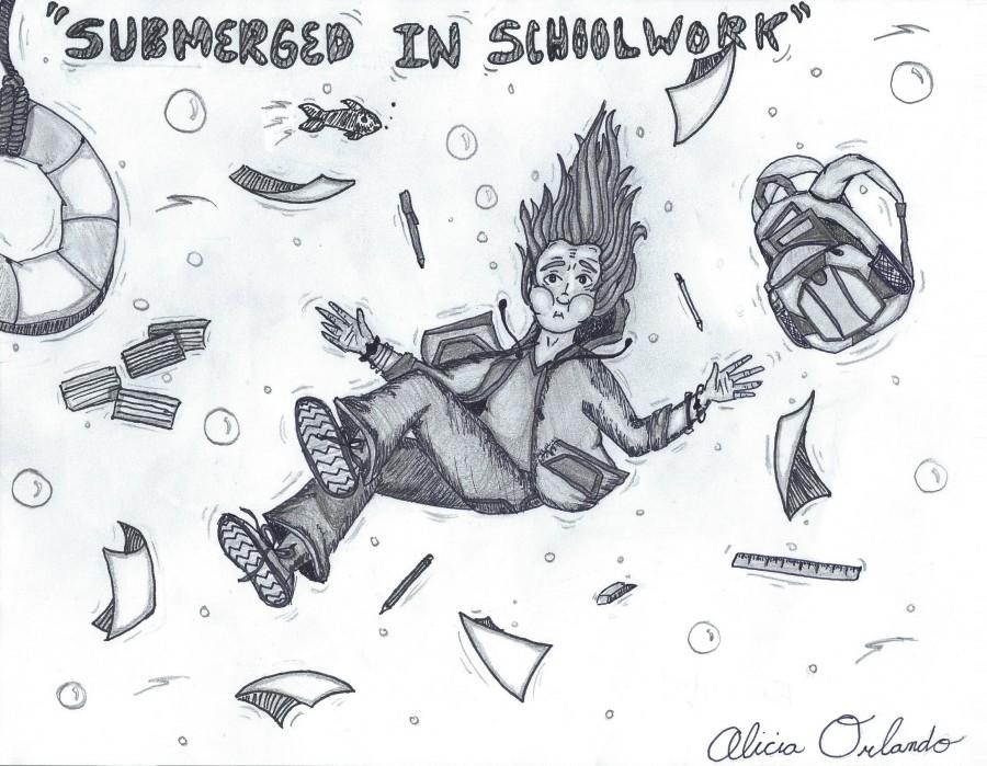 Editorial Cartoon: Submerged in Schoolwork