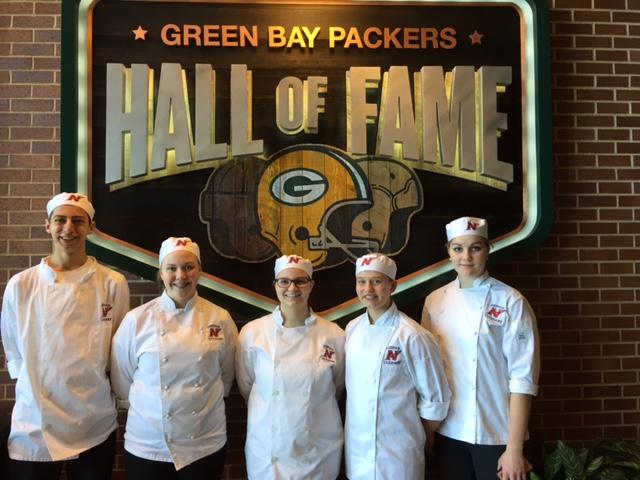 NHS+Culinary+Team+took+time+for+extra+practice+at+Lambeau+Field+before+the+ProStart+Competition+in+Milwaukee.+