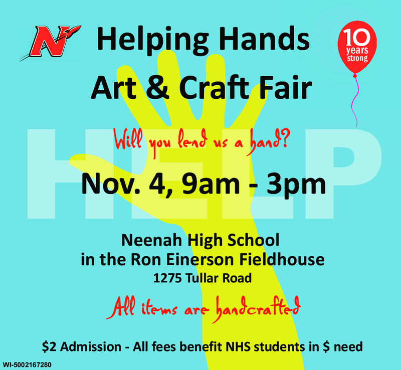 Photo of the Helping Hands Art and Craft Fair volunteer sign-up poster.