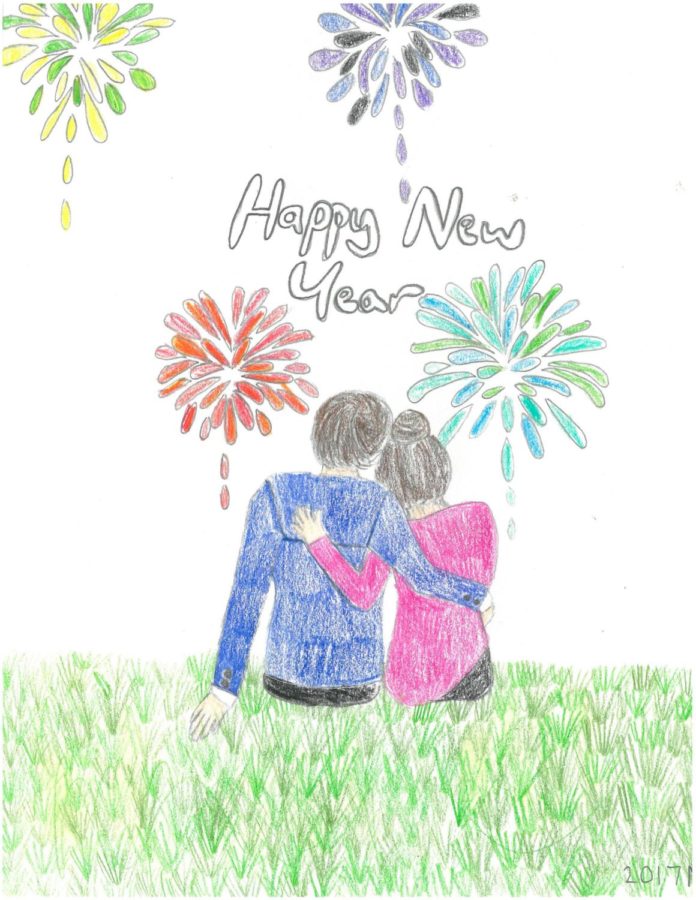 Drawing:  New Years Embrace