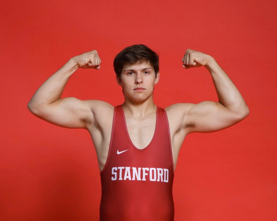 Marshall Kools, D1 wrestler, poses for Stanford University. 