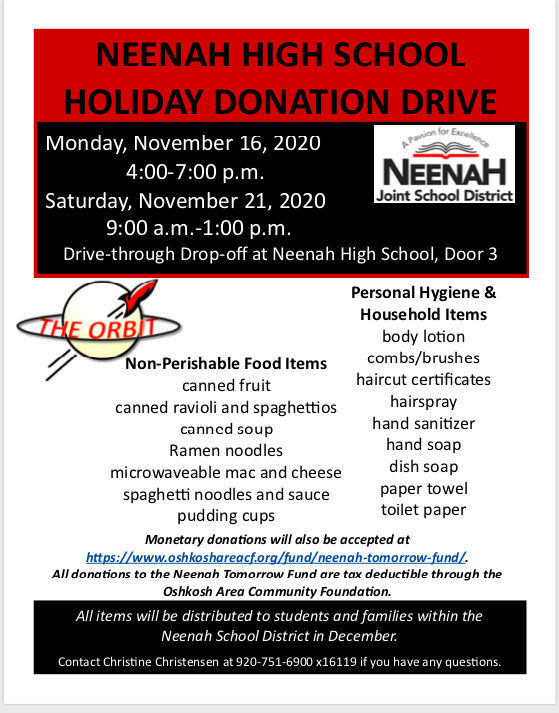 Orbit Holiday Drive To Collect Items Nov. 16, 21