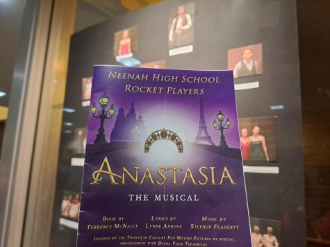 A booklet for Anastasia is pictured in Pickard Lobby in Neenah, Wisconsin on Oct. 14, 2022. 
 Anastasia, the final fall musical on Pickard stage,  has two more showings; Saturday, Oct. 15 at 7 p.m. and Sunday, Oct. 16 at 2 p.m.