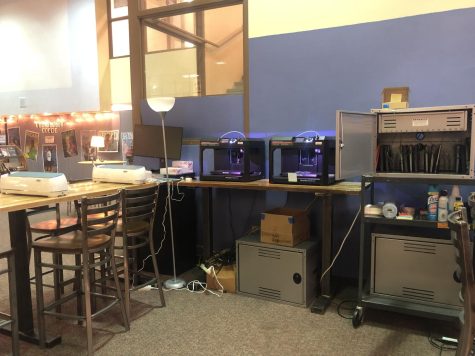 The Makerspace houses Cricuts, Makerbots and Chromebooks available for student use. 