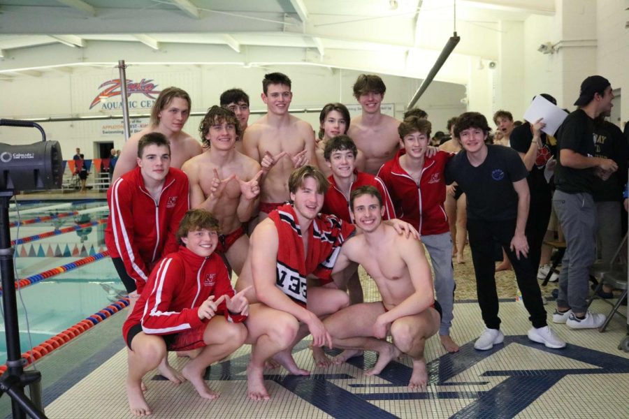 One of many extracurricular activities offered.   (Photo of Boys Swimming & Diving after winning at The Terror Relays)